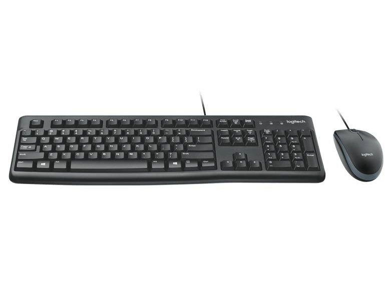 Logitech MK120 wired keyboard and mouse combo – a budget-friendly, durable USB input set ideal for classrooms and office setups.